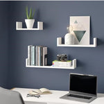 3-Piece Wood Shelf U-Shelf Set Wall-Mounted Decorative