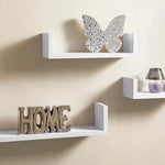 3-Piece Wood Shelf U-Shelf Set Wall-Mounted Decorative