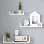 3-Piece Wood Shelf U-Shelf Set Wall-Mounted Decorative