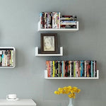 3-Piece Wood Shelf U-Shelf Set Wall-Mounted Decorative