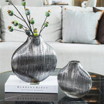 Silver Striped Glass Vase Flower