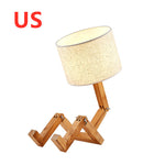 Small Machine Humanoid Table Lamp Wooden Table Lamp