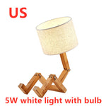 Small Machine Humanoid Table Lamp Wooden Table Lamp