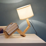Small Machine Humanoid Table Lamp Wooden Table Lamp
