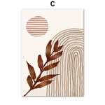 Line Leaves Geometric Abstract Boho