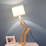 Small Machine Humanoid Table Lamp Wooden Table Lamp