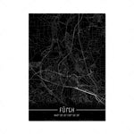 Map Black Line Poster
