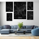 Map Black Line Poster