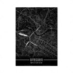 Map Black Line Poster