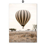 Nordic Poster Paris Hot Air Balloon Beach Grass Dandelion Wheat