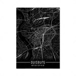 Map Black Line Poster