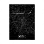 Map Black Line Poster