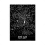 Map Black Line Poster