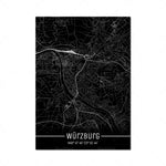 Map Black Line Poster