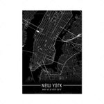 Map Black Line Poster