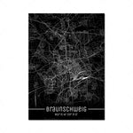 Map Black Line Poster