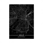 Map Black Line Poster