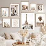 Nordic Poster Paris Hot Air Balloon Beach Grass Dandelion Wheat