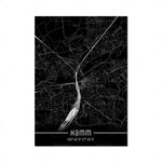 Map Black Line Poster